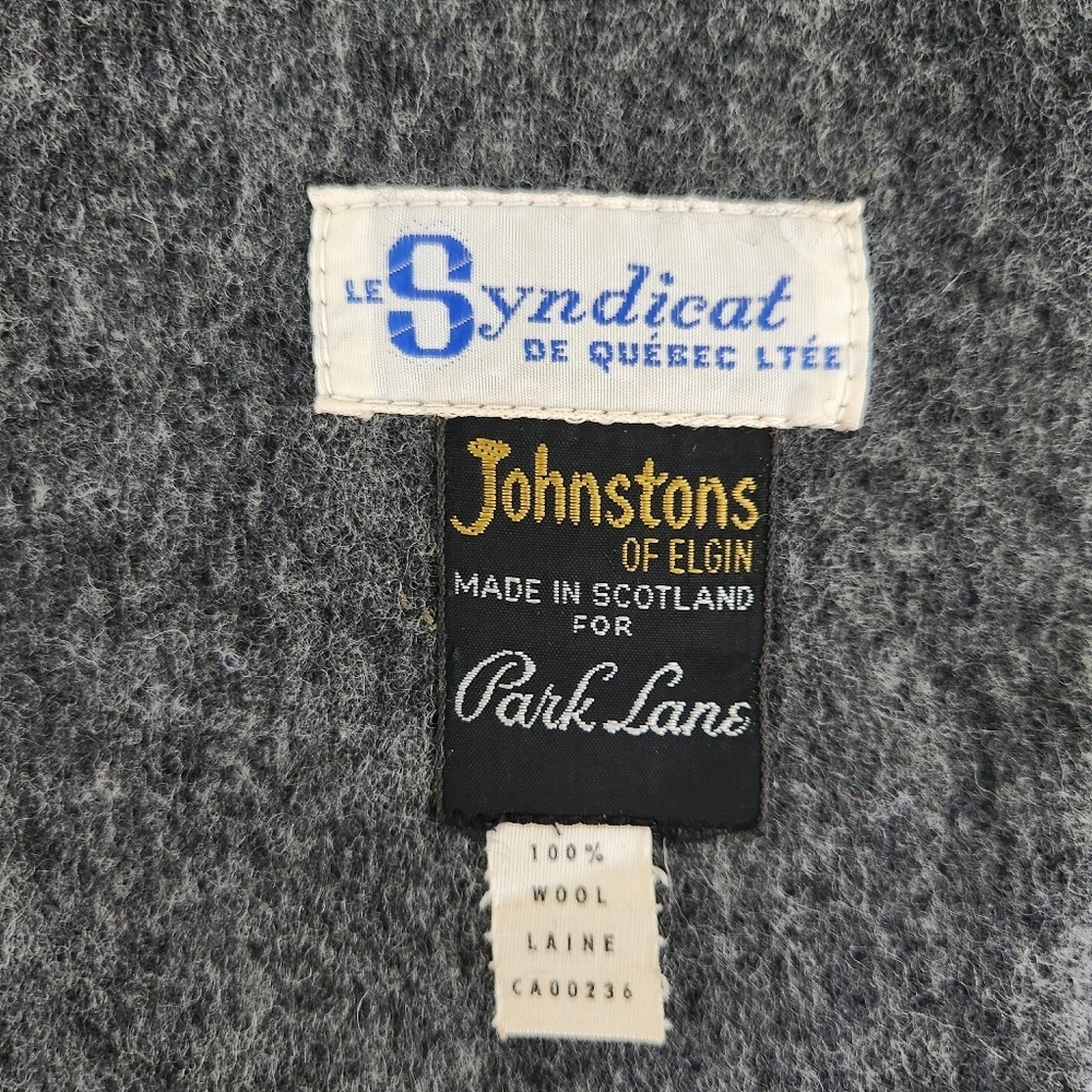 JOHNSTONS OF ELGIN grey pure lambswool vintage fringe scarf one size - Picture 3 of 9